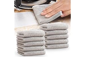 TEAMODA Multipurpose Wire Dishwashing Rags for Wet and Dry, 2024 Reusable Non Scratch Metal Wire Dishcloth, Upgrade Metal Scrubbing Pads Sponge Clean for Home Kitchen Stove Tops (10Pcs)