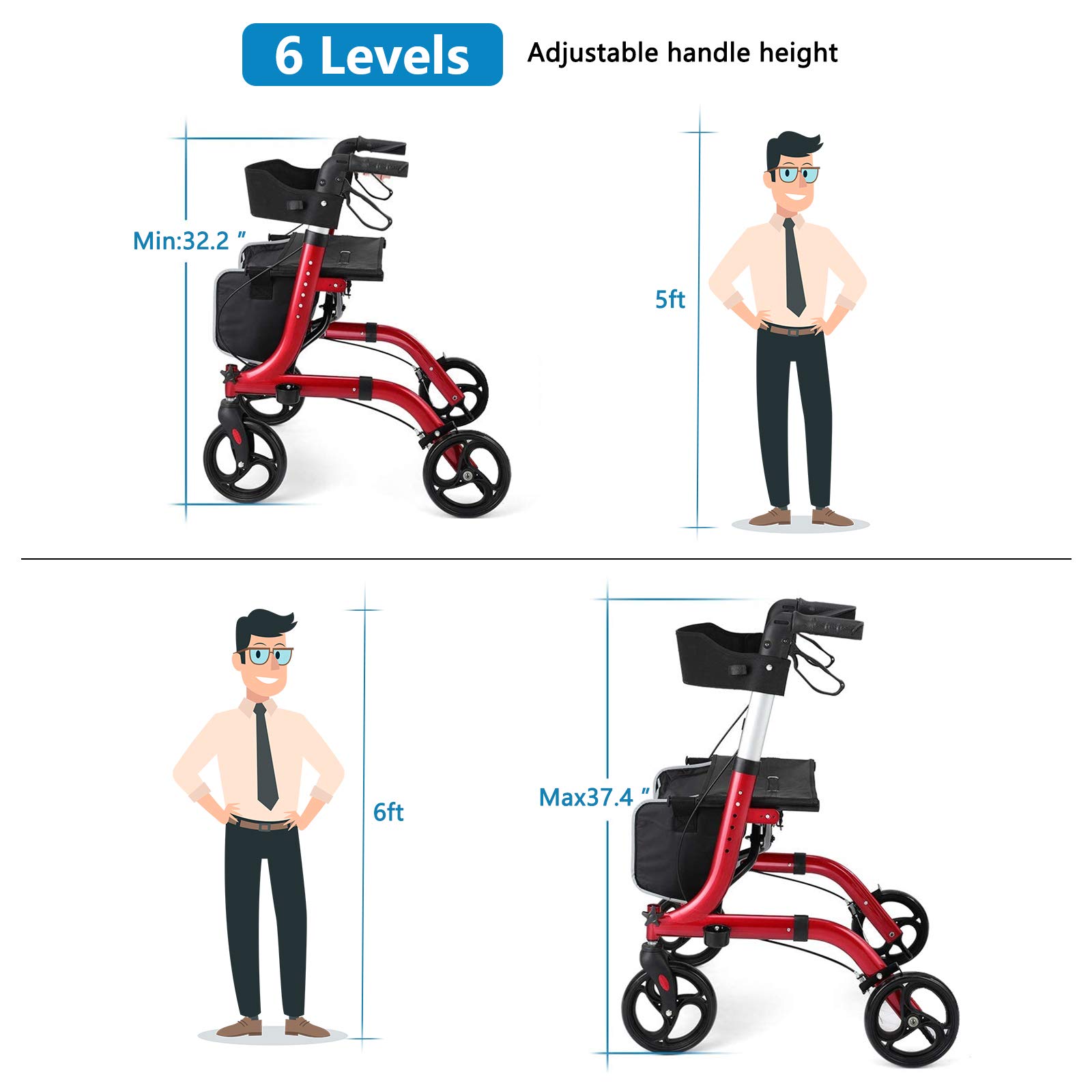 Rollator Walkers for Seniors- Rollator Walker with Seat 8