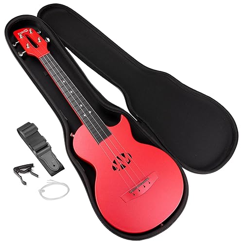 RockJam Carbon Fibre Ukulele with Case, Capo & Strap - Red