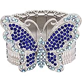 rneyflow Elegant Wedding Bridal Austrian Crystal Butterfly Shaped Stretch Bangle Elastic Brides Bridesmaid Bracelet Jewelry for Women