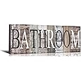 YOUHONG Farmhouse Bathroom Signs - Country Bathroom Decor Wall Art (17''W x 6''H)