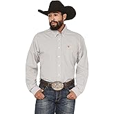 Cinch Mens White Plaid Classic Fit Long Sleeve Button Down Shirt