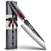 Japanese Chef Knife with VG10 Steel, 7 Inch Hand Forged Kiritsuke Knife, Sharp Kitchen Knives with 3 Layers Composite Steel, Professional Chefs Knife with Ergonomic Handle, Cooking Gifts for Men