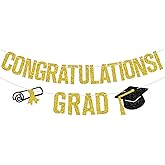 Congratulations Grad Banner, Congrats Grad Graduate/So Proud of You, 2026 High School College Graduation Decorations Supplies, Gold Glitter
