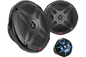 Pyle 6.5'' Dual Marine Speakers Kit - Waterproof-Rated w/Amplified Bluetooth Remote Control Receiver for Powersport Vehicles, IP65 Marine Grade Rating, 600 Watt Max Power PLMRKT8, Black