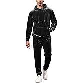 RPOVIG Men's Velour Hoodie Tracksuit 2 Pieces Set Jogging Sweatsuits Outfits Fall Warm Clothes Velvet Hooded Sweatshirt
