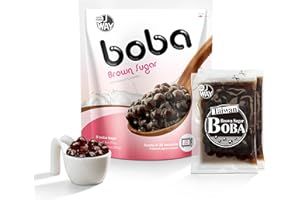 J WAY LOCAL FLAVOR J WAY BOBA Authentic Instant Tapioca Boba Pearls for Milk Tea, Smoothies and Desserts, Brown Sugar Flavor (Ready in Just 20 Seconds) - 5 Servings