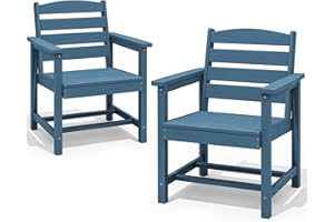 SERWALL Patio Dining Chair Set of 2,All Weather HDPE Outdoor Dining Chair, Blue
