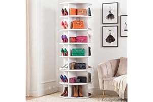 NBYTLT 7 Tier Rotating Shoe Rack, 63" Tall Free Standing Shoe Organizer, Space-Saving Vertical Storage Display Rack, Easy Ass