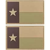 JBCD Texas Flag Patch Tactical PVC Rubber Hook and Loop Fastener Patch, 2 Pack