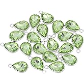 MECCANIXITY 20PCS 12x20mm Alloy Glass Crystal Teardrop Charm Jewelry Making Charm for Necklaces, Bracelets, Earrings