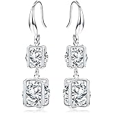 SBLING Platinum Plated or 18K Gold Plated or 18K Rose Gold Plated Cubic Zirconia Drop Earrings - Gifts for Women