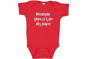 CAMPUS ORIGINALS Ohio State Buckeyes Baby Infant Shower Birthday Gift Michigan Smells Like My Diaper Funny Rival Team Creeper Bodysuit