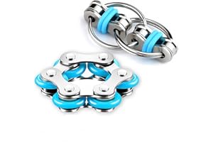ALDMIO Bike Chain Fidget Toys Set - Six Roller & Key Flippy Chain for ADHD, ADD, Autism, Anxiety Relief for Adults and Teens