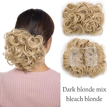 Amazon Com Comb Clip In Curly Synthetic Hair Pieces Chignon Updo
