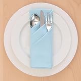 Encasa XO Ice Blue Cloth Napkins Set of 12 17x17 Cotton Dinner Napkins view 3