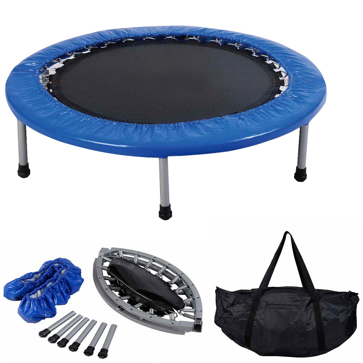 COSTWAY Mini Trampoline Set, 38" Foldable Fitness Exercise Bouncer