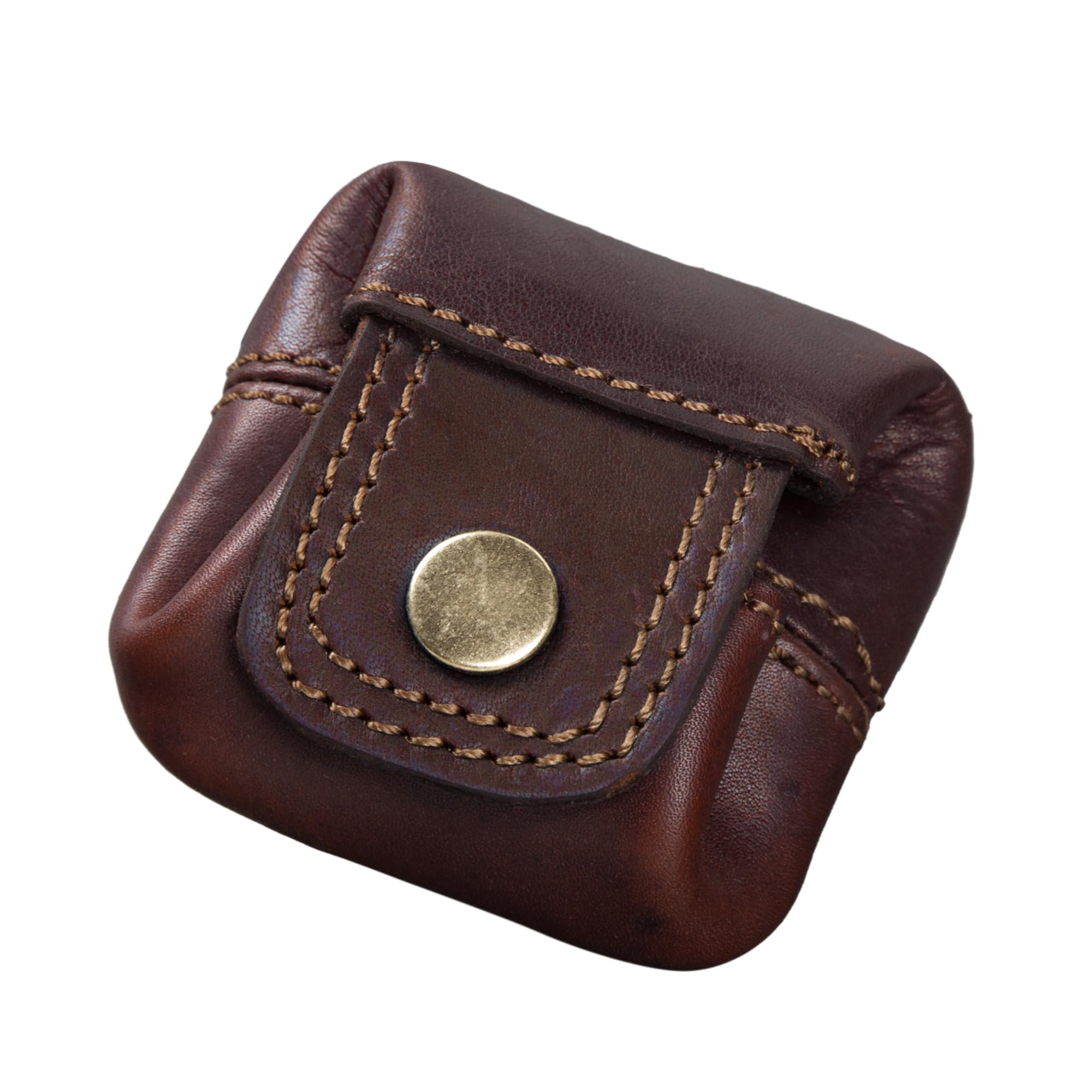 STILORD "Varys" Leather Coin Purse Small Vintage Wallet Leather Coin Pouch Slim Men Women Genuine Cow Hide Colour:Cognac Dark Brown