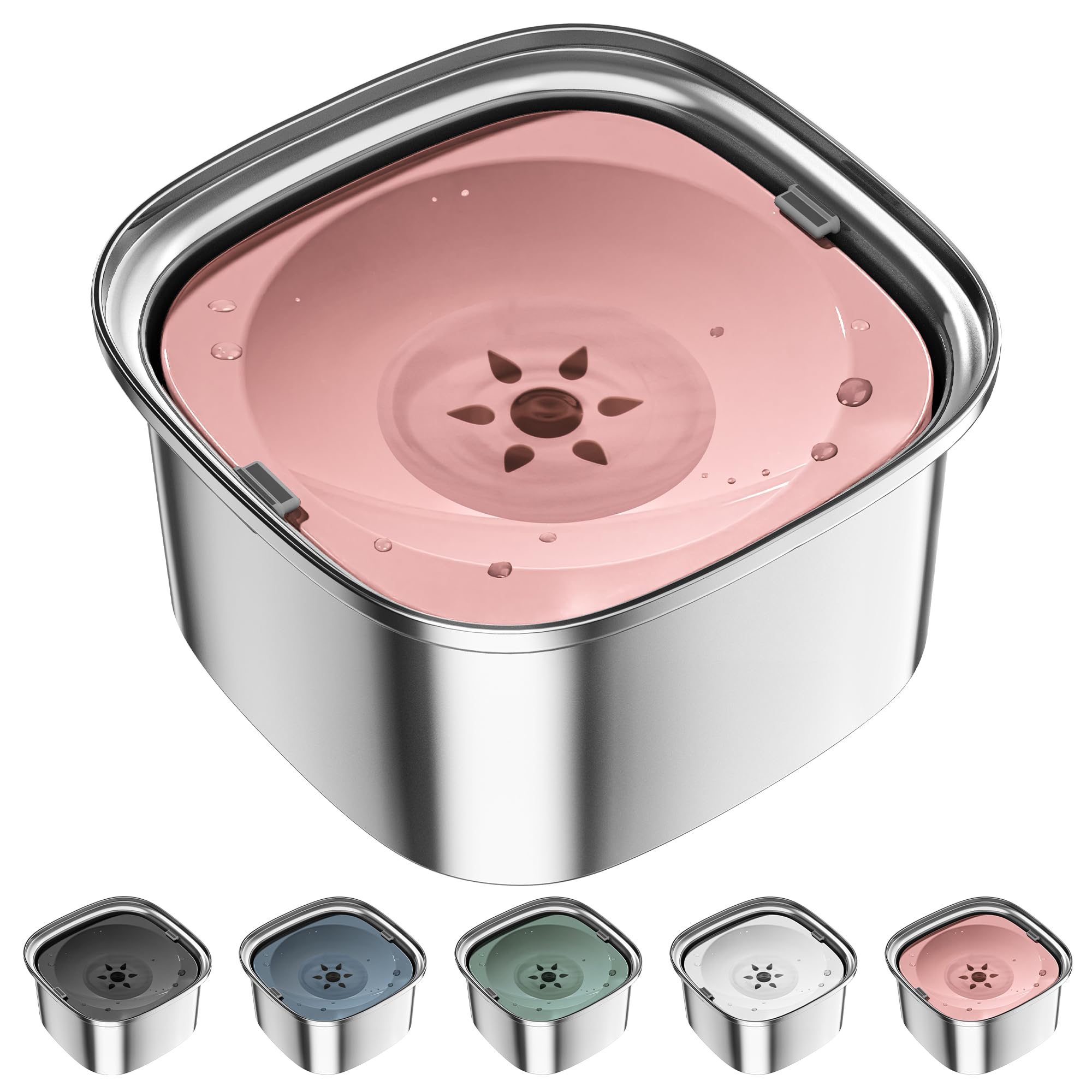 Photo 1 of UPSKY 3L Dog Water Bowl 101oz Stainless Steel No Spill Large Capacity Dog Food Water Bowl Slow Water Feeder, Spill Proof Pet Water Dispenser Vehicle Carried Travel Water Bowls