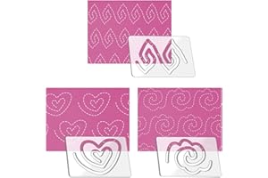 Kapyoo 3Pcs Freemotion Quilting Rulers and Templates Set Quilting Templates for Machine Quilting Quilting Supplies Quilting Patterns with Non-Slip Grips (Series A)