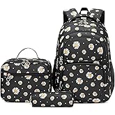 EKUIZAI 3Pcs Daisy Prints Backpack for Girls Bookbag set Primary School Daypack Elementary Students Knapsack with Lunch Box