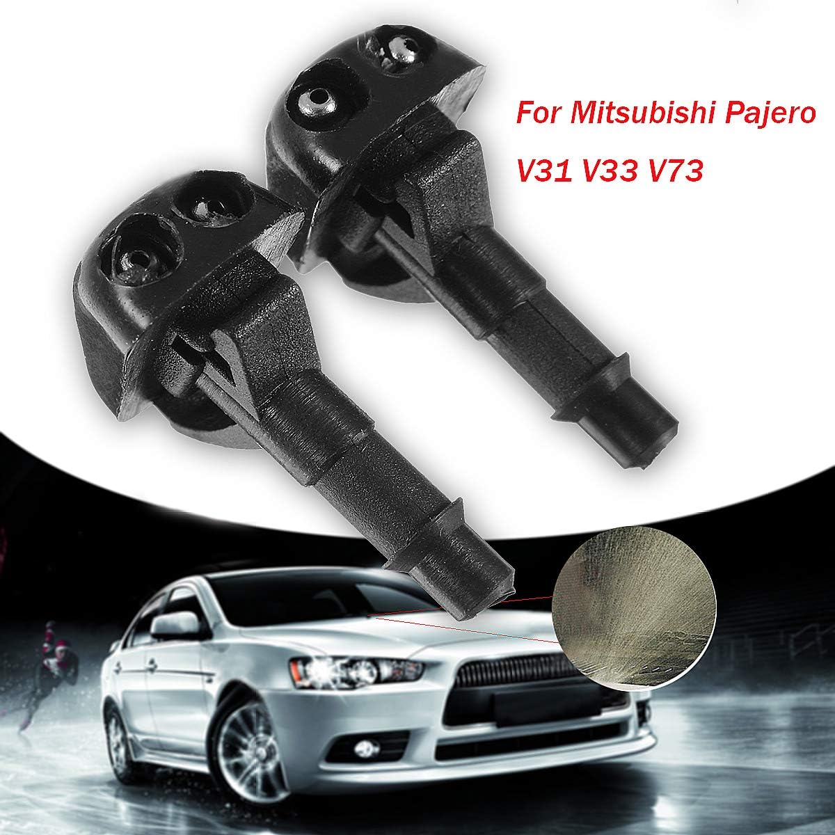 KeoKasu - 4pcs Car Windshield Wiper Washer Spray Nozzle for Mitsubishi Pajero V31 V33 V73