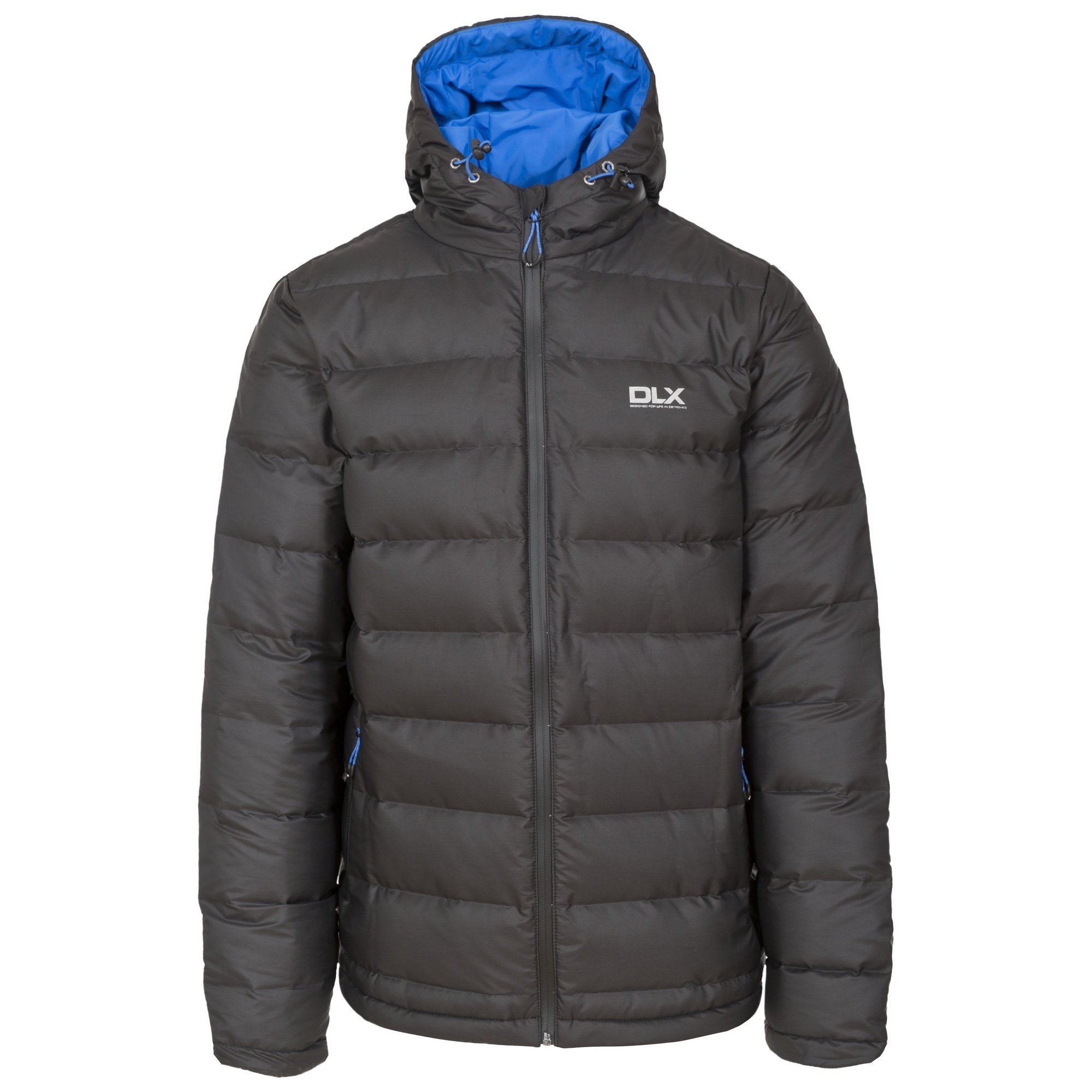 Trespass DLX Ambrose, Black, XS, Warm Down Jacket with Hood, 80% Hydrophobic Down for Men, X-Small, Black