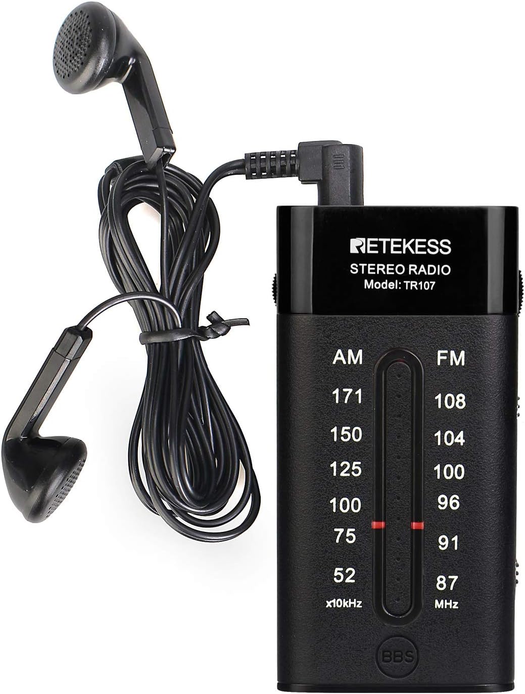 Retekess TR107 Pocket Radio with Headphones, Transistor Radio FM AM, Portable, Bass Boost, AAA Batteries, for Outdoor Indoor