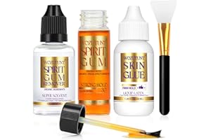 WOZUTUNT Spirit Gum Adhesive and Remover Kit with Bonus Liquid Latex - 15ml Professional Cosmetic Glue for Face, Skin, Body &