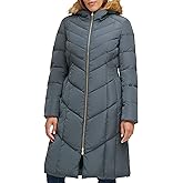 Cole Haan Women's Long Taffeta Down With Chevron Quilt PatternDown Coat