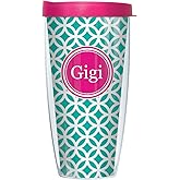 Signature Tumblers Gigi On Teal Roundabout Wrap Super Traveler 22 Oz Tumbler Mug with Lid