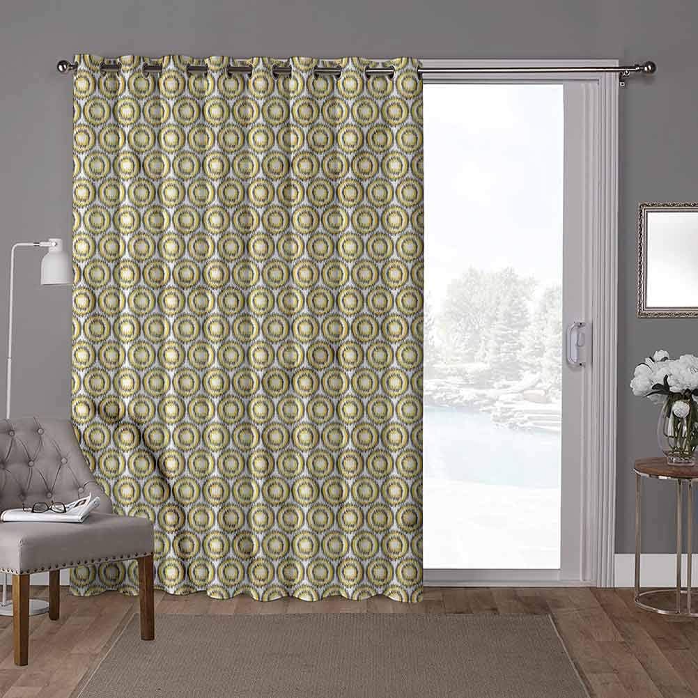 YUAZHOQI Cortinas opacas para puerta de patio, gris y amarillo, forma