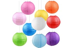 AITUOSI 10 Pack 12" Chinese Paper Lanterns Decorative Colorful Chinese Hanging Decorations for Rainbow Party Classroom Ceiling Decoration (Multi-Color, 12-inch, Set of 10)