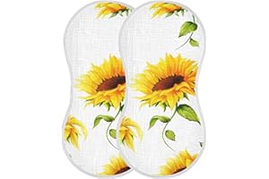 WELLDAY Muslin Baby Burp Cloths Set of 1, Soft Absorbent Big Sunflower Muslin Washcloths, Bibs, Face Towel for Newborn Boys Girls, 22 x 11 Inch