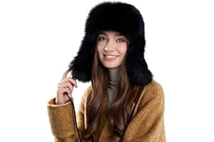 KAICAILA Trapper Hat with Faux Fur Linning Eskimo Windproof, Women Winter Warm Hats Men's Russian Ushanka Hunting Hat