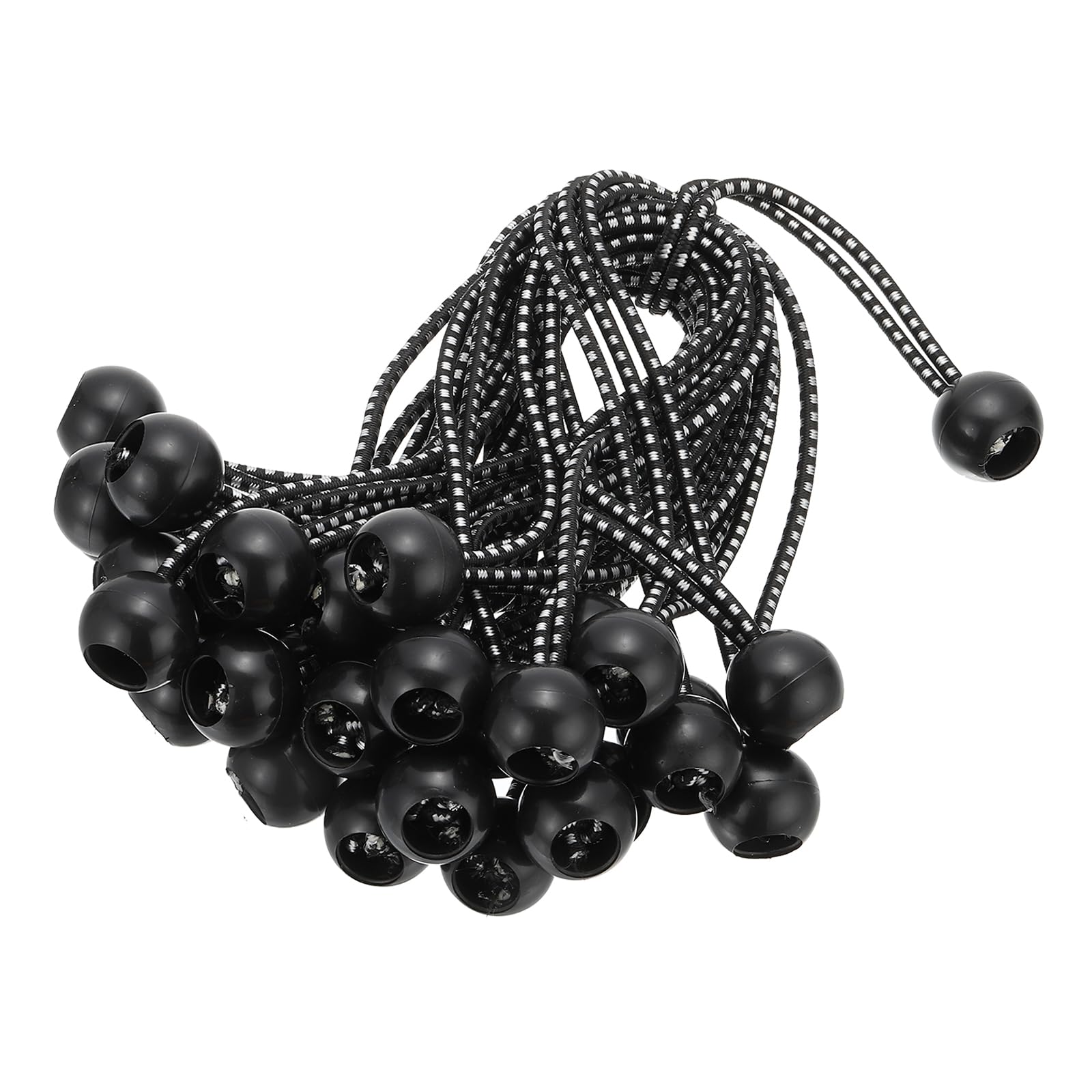 PATIKIL 9 Inch Tarp Ball Bungee Cord, 30 Pack Bungee Cords with Balls Canopy Tarp Tie Downs Cords Elastic String for Outdoor Camping Cargo Shelter Tent Poles, Black White