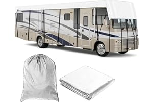 Heavy Duty RV Roof Cover, Waterproof Resistant Stain Proof 210D Oxford Cloth, Fits 16ft to 41ft RVs Class A/B/C Motorhomes Tr