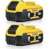 Bonacell 2Pack 20V 8000mAh Lithium Replacement for Dewalt 20V Battery Compatible with Dewalt 20 Volt Battery Max XR Cordless 