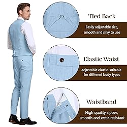 High-End Suits Retro Blue Linen Suit for Men Casual