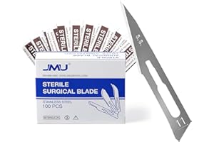 JMU 100pcs Scalpel Blades Sterile #11, Disposable Stainless Steel Surgical Blades, Individually Foil Wrapped
