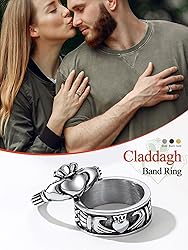 Silver Claddagh Rings Irish Love Jewelry for Female