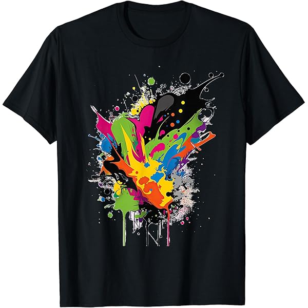 ranor  ラナー  HAND SPRAY DOT PRINT T-SHIRT Amazon.com: Splash Art Splatter colours T-Shirt : Clothing