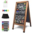 SELEAD Magnetic A-Frame Chalkboard Easel Sign - 40" x 20" Large Rustic Sandwich Chalk Board Signs Outdoor Double Sided Sidewalk Pizarra for Business, Wedding, Menu