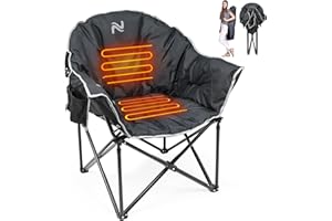LILYPELLE Oversized Heated Camping Chair, Patio Lounge Chairs with 3 Heat Levels, Portable Folding Heated Chair Round Moon Saucer Folding Lawn Chair Outdoor Chair for Camping, Lounge Patio