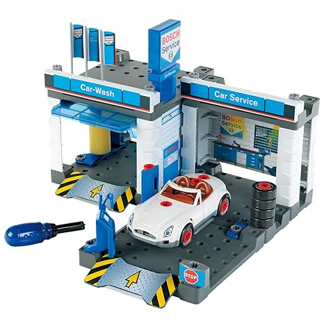 Theo Klein 8647 - BOSCH Autowerkstatt mit Waschstraße, Spielzeug