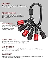 katerk 6pcs Red&Black Bit Holder with Carabiner