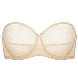 DOBREVA Women's Mesh Strapless Bra Sheer Unlined