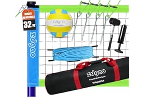 ZDGAO Outdoor Portable Volleyball Net System - Adjustable Height Poles with Soft Volleyball Ball, Pump, Hammer, Boundary Line, and Carry Bag for Backyard, Beach, Lawn