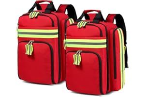 Gatycallaty First Aid Backpack - Medical Evacuation Bag - Red Emergency Lifeguard Bag for Ems Emt First Responder Trauma (Red, Pack of 2)