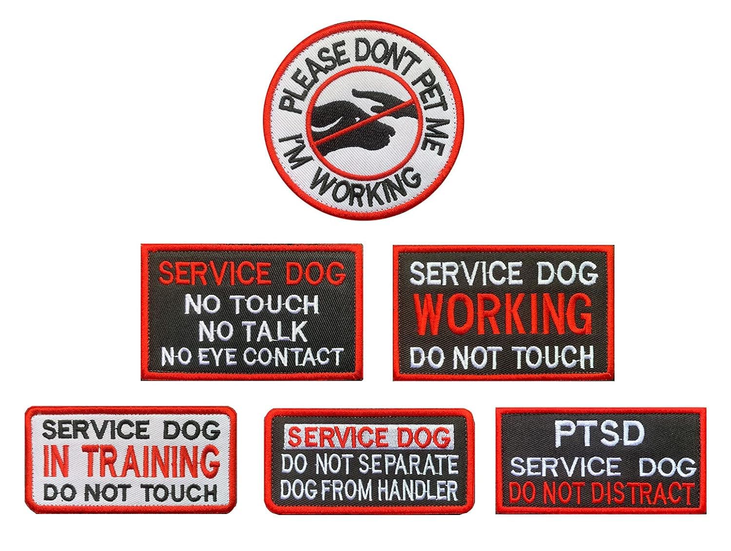 Antrix 6 Pieces Service Dog Please Don't PET ME I'm Working Service Dog Working in Training Do Not Touch Full Embroidered Badge Emblem Patch for Service Dogs Harness Vest Clothes